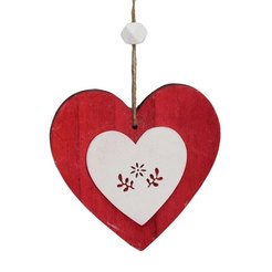 Decoration red heart wood