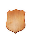 Three-pointed shield painted in walnut colour